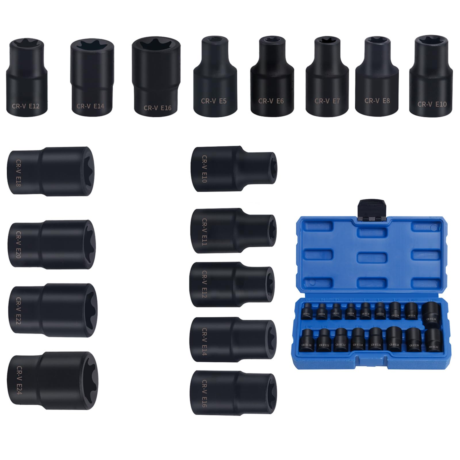 YHAILI 17pc High Strength Impacts Socket Set Suitable for Automotive And General Repairs DIYer Enthusiasts & Technicians