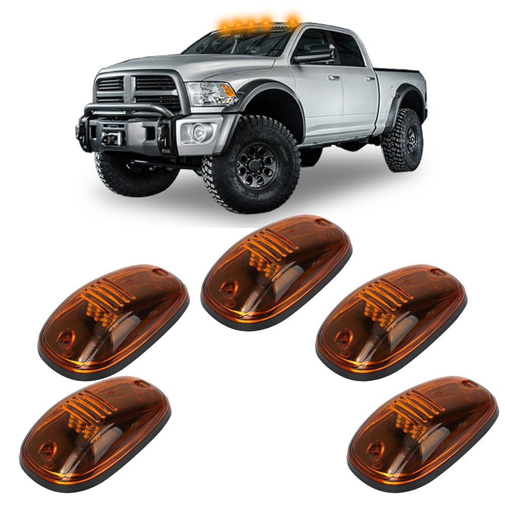 LBRST 5x Amber Cab Roof Marker Lights Fit for Dodge Ram 1500 2500 3500 4500 5500 2003-2018 Top Roof Running Clearance Marker Light LED Cab Lights Pickup Trucks