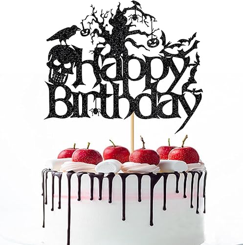 Miniatura 1 de Decoración para pastel de cumpleaños de Halloween, cuervo de cráneo, murciélago, calabaza, araña, espeluznante, decoración de fiesta de cumpleaños