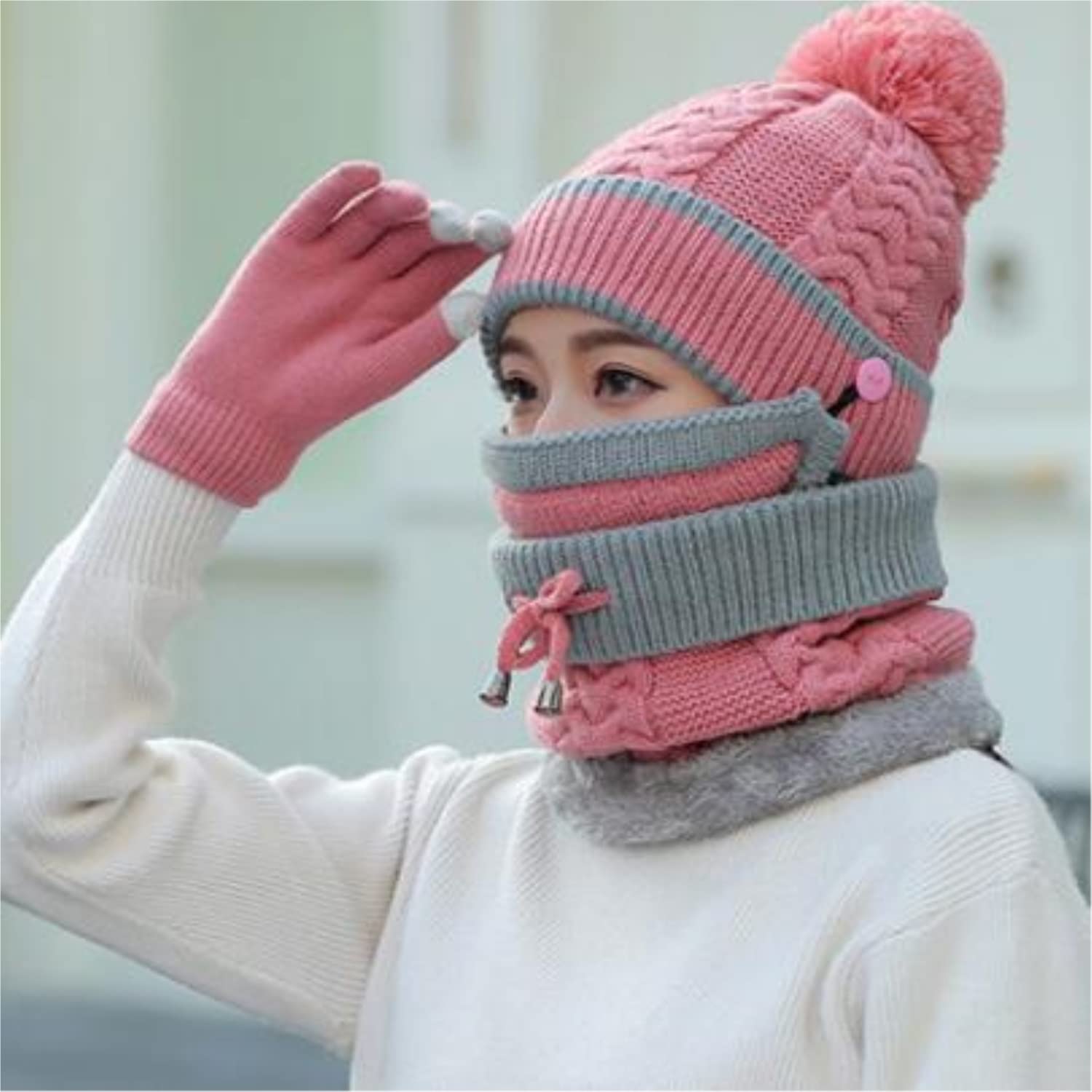 Gorro Invierno Sombrero Máscaras De Invierno Sombrero Bufanda, Gorro De Punto Para Mujer Calentador De Cuello Máscara De Esquí Térmica A Prueba De Viento Sombrero Invierno Moda