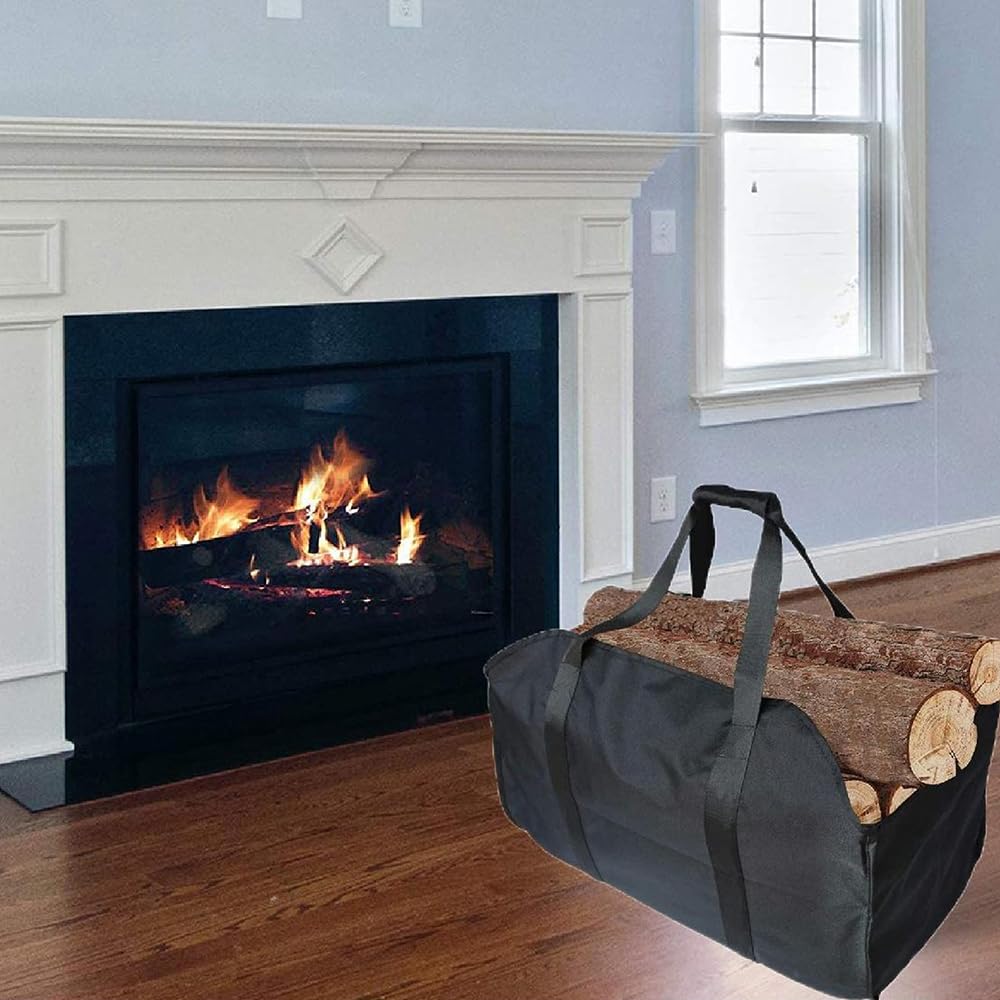 Sac de transport pour bois de chauffage Oxford indéchirable imperméable grand panier à bois pour cheminée extérieur