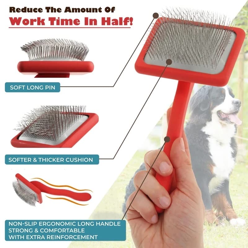 Szczotka dla zwierząt Pet Slicker Brush Miękki masaż Pielęgnacja Szpilki ze stali nierdzewnej Kot Grzebień dla psa Dematting Zrzucanie futrzanego podszerstka Szczotka do sierści dla zwierząt