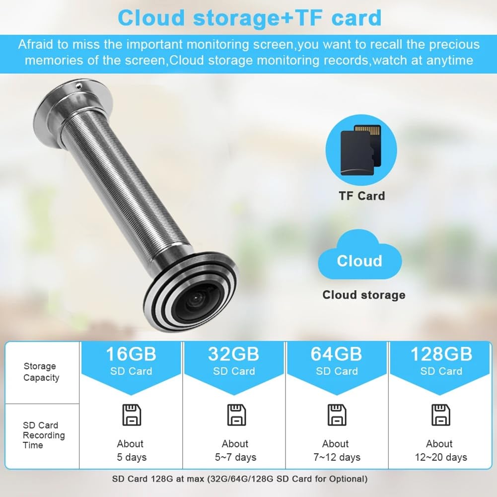 1080P Tuya Smart Life Home Digital Viewer Mirilla Cámara de Puerta Eye WiFi IR Visión Cámara de Ojo de Puerta Enchufe EU Plata