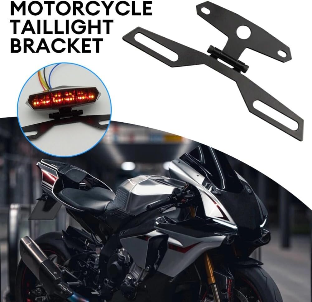 KIMISS Folding License Plate Holder Bracket,Aluminum Alloy License Plate Tail Light Holder Rear Bracket Mount for Motorcycle ATV