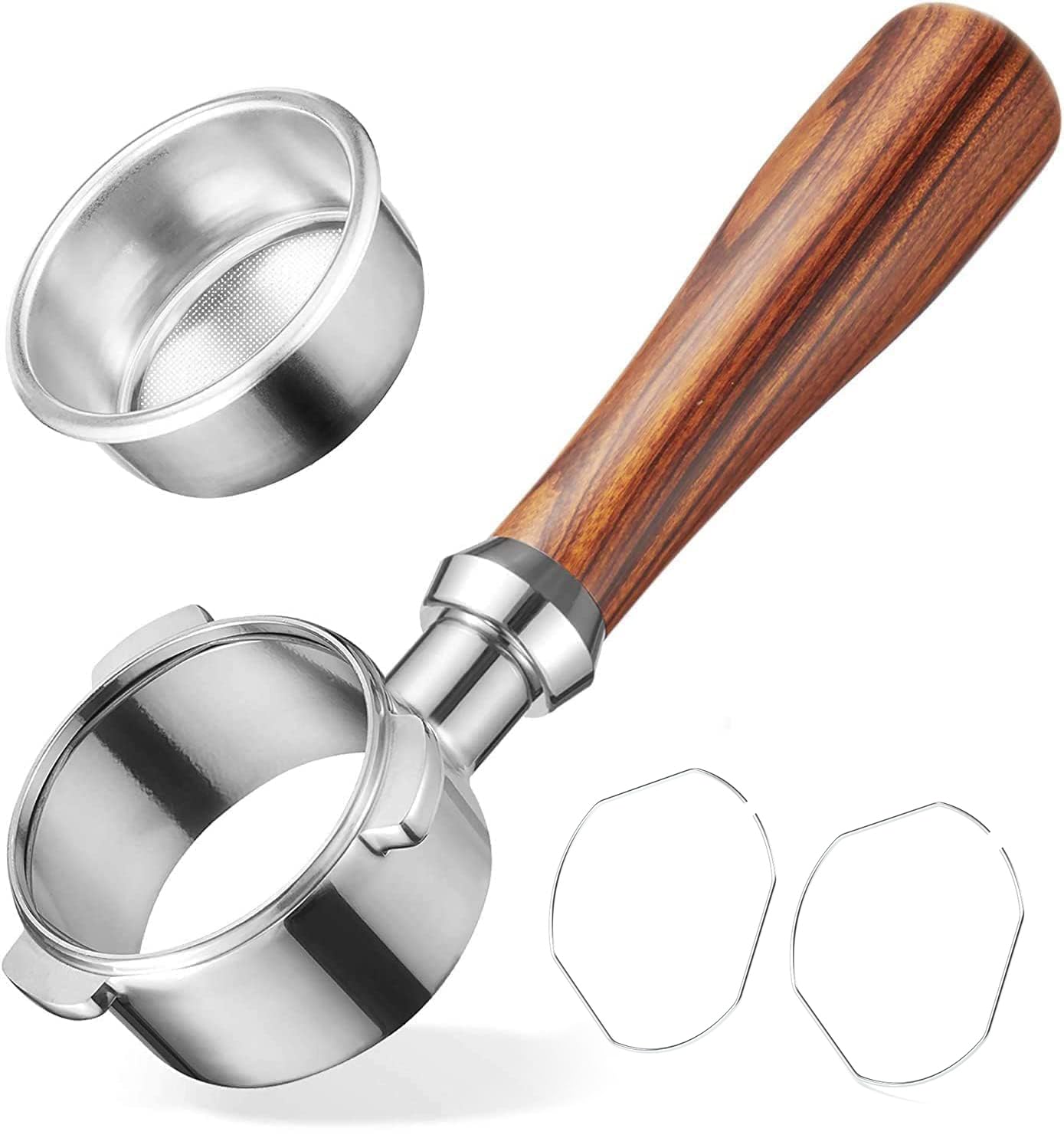 54mm Bottomless Portafilter - Fits Breville Barista Express, Pro, Touch, Bambino (Plus), Included 1 Double Shot Filter Basket (+2 Spare Springs)