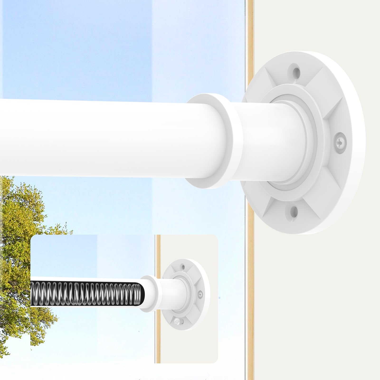 Veloxtera White Curtain Pole 78-283 cm, 28mm Extendable Tension Shower Curtain Rod No Drill, Adjustable Heavy Duty Shower Rail with 1pcs Bracket for Bathroom, Window, Door