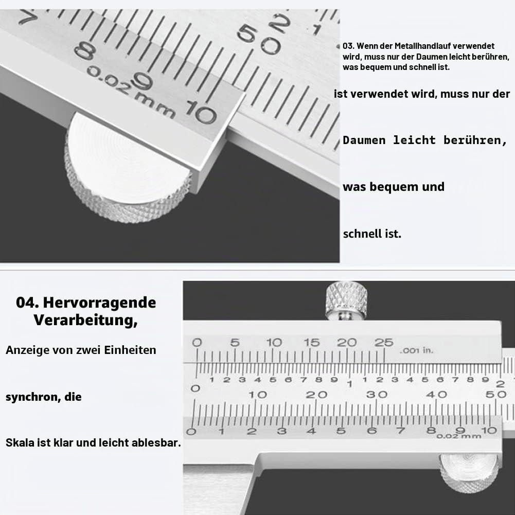 0-200 mm Messschieber,Kohlenstoffreicher Stahl Präzisions Messschieber mit hoher Messgenauigkeit zum Tiefenmessung Innenmessung Außenmessung (0-200mm)