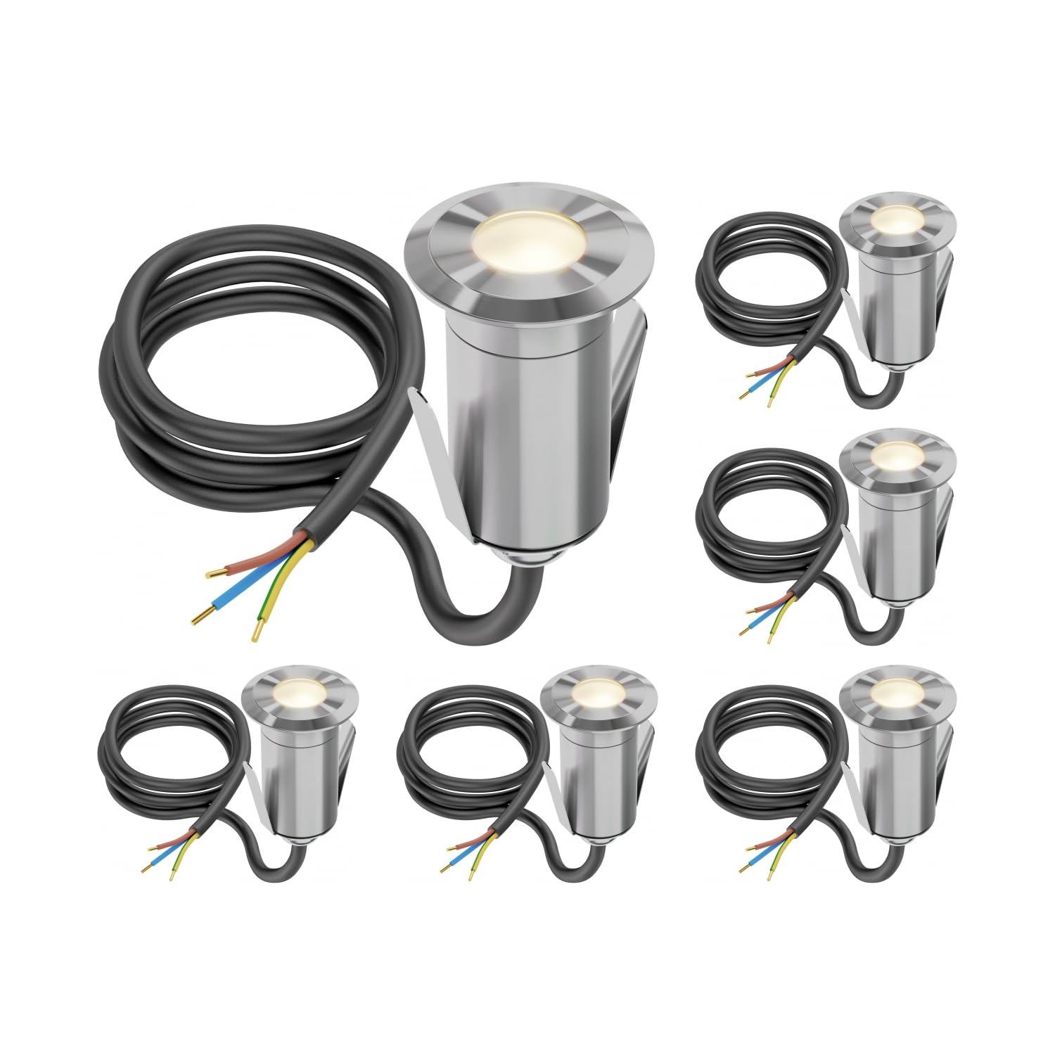 ledscom.de 6 LED recessed Floor Light GLOX for Outdoors IP67, Aluminium, Round, 35mm diameter , Warm White, matt
