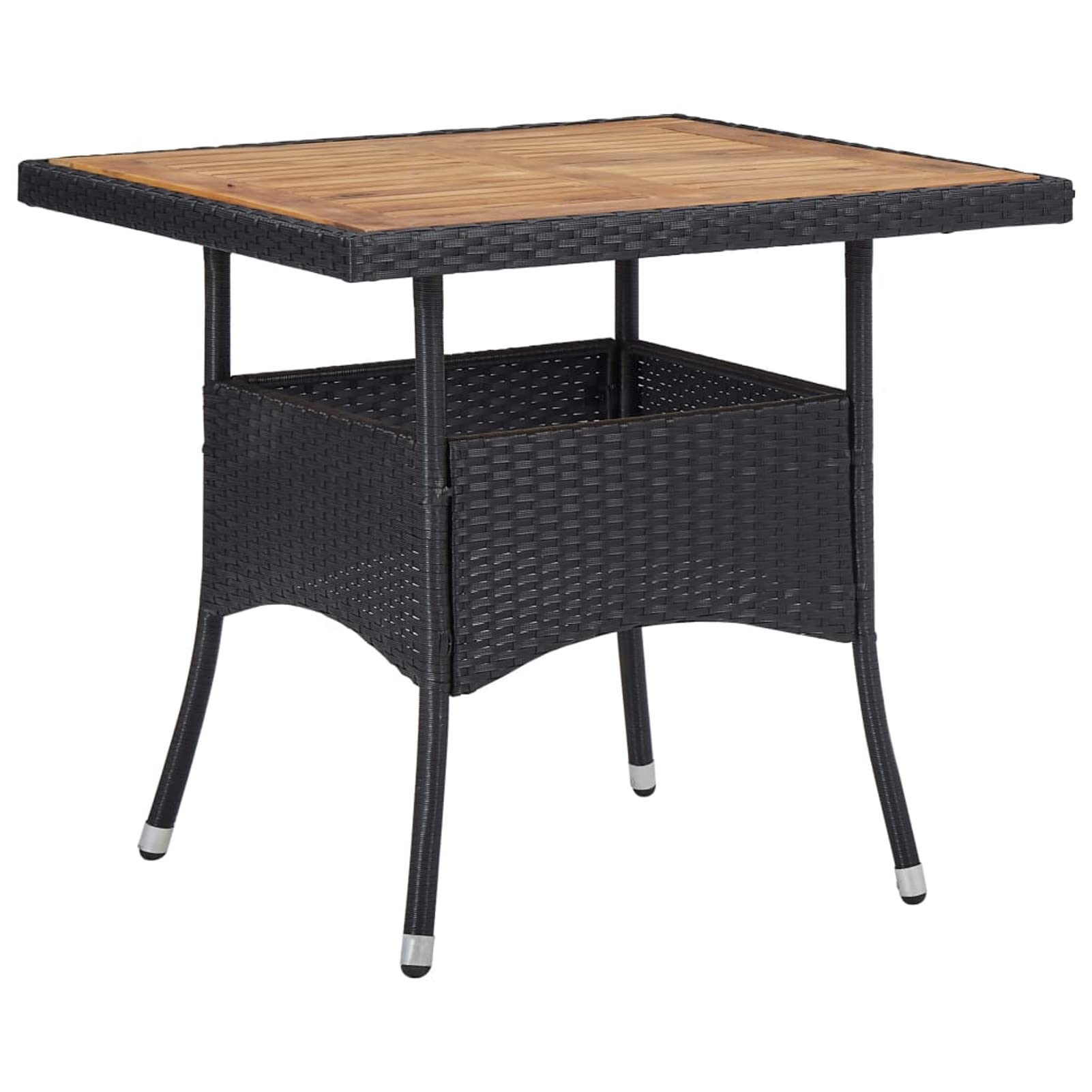 Juego de Comedor de 5 Piezas con Cojines Acolchados para Exterior - Ratán Sintético y Madera de Acacia