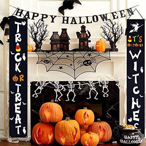 DMIGHT Halloween Decorations Outdoor,Trick or Treat & It's October Witches Halloween Signs for Front Door or Indoor Home Decor,Durable Halloween Outside Decorations. - Thumbnail 7