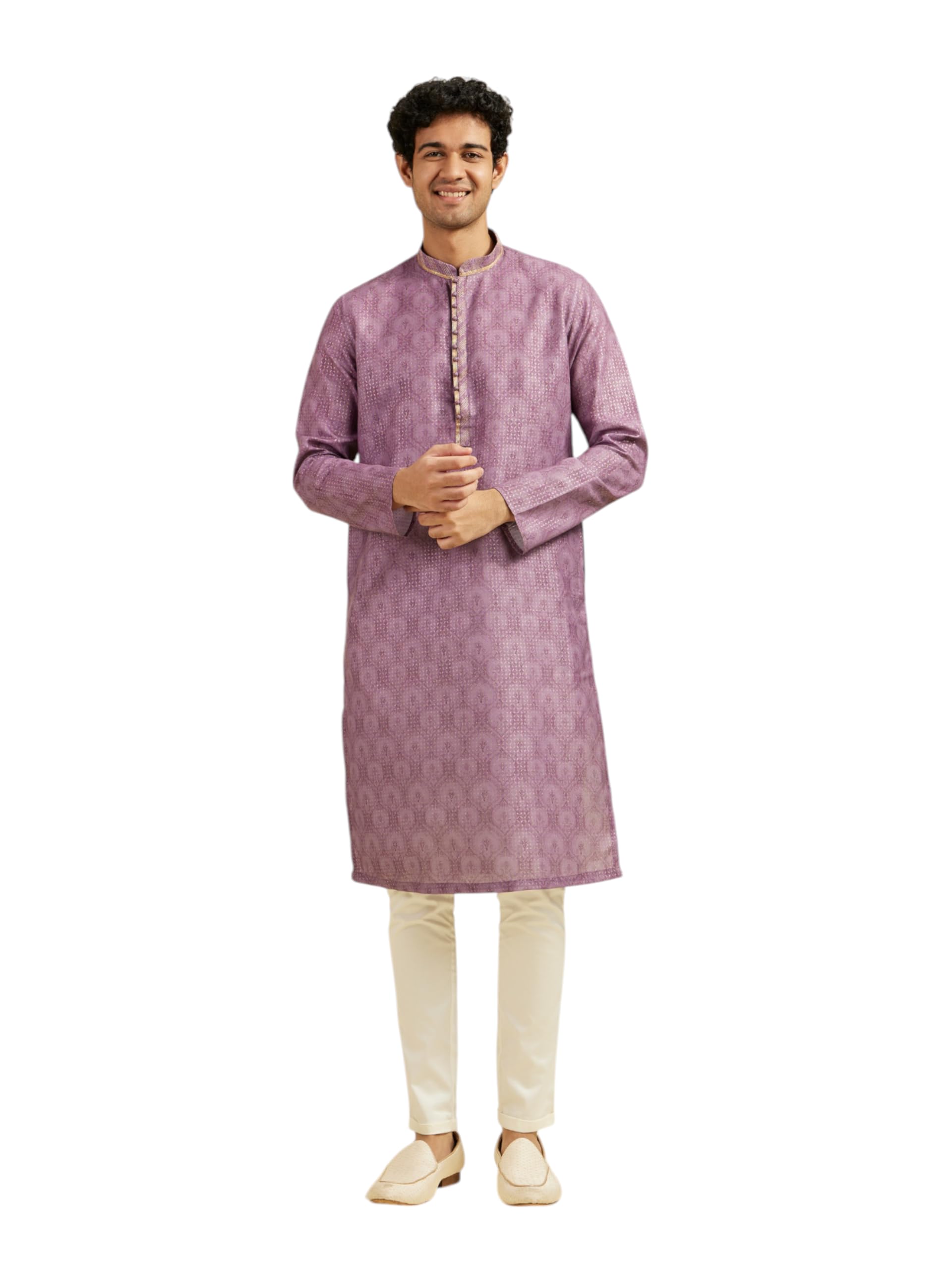 diwas by manyavar Men's Cotton Blend Printed Kurta Set (2pcs)-picture-35