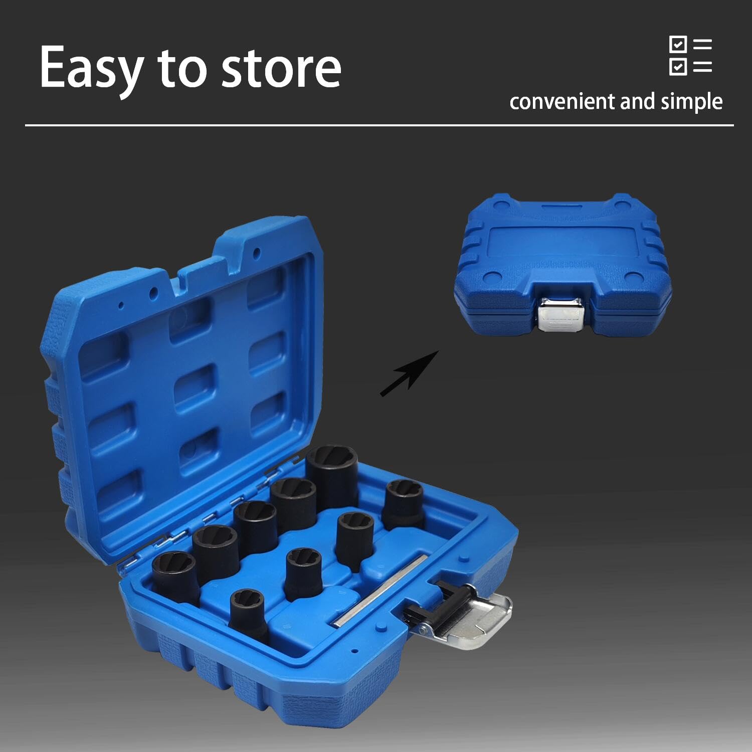 Set di 14 estrattori per viti a spirale, kit di estrazione facile con unità da 1/4 a 3/8 pollici, set di prese di estrazione per rimuovere dadi arrotondati danneggiati viti