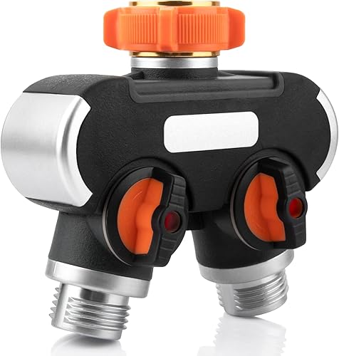 Divisor de manguera de jardín de 2 vías resistente, divisor de manguera de agua de dos vías, adaptador de manguera de espita de alto flujo, fácil de