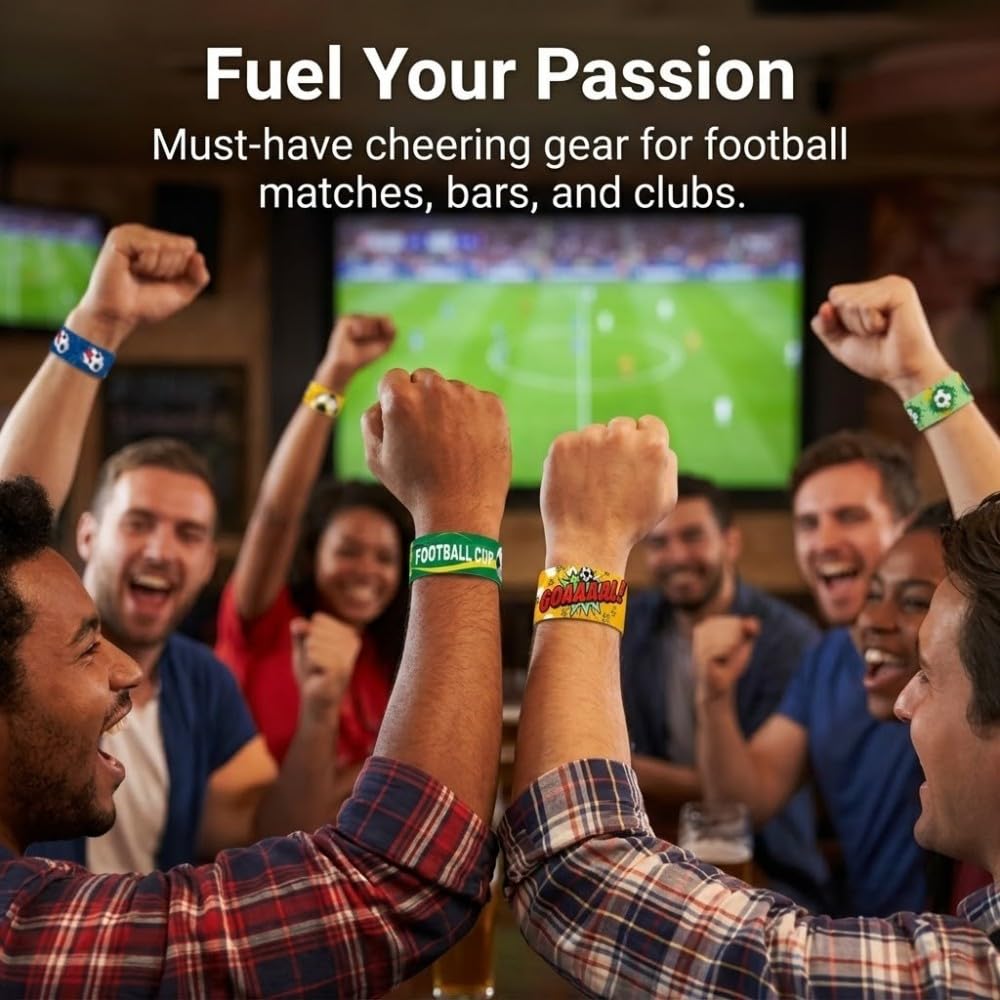 Lot de 12 Bracelet Claquant Football, Accessoires de Supporter pour Fête et Stade, Décoration de Fête pour Adultes et Fans, Bracelet de Sport pour Célébrations et Événements