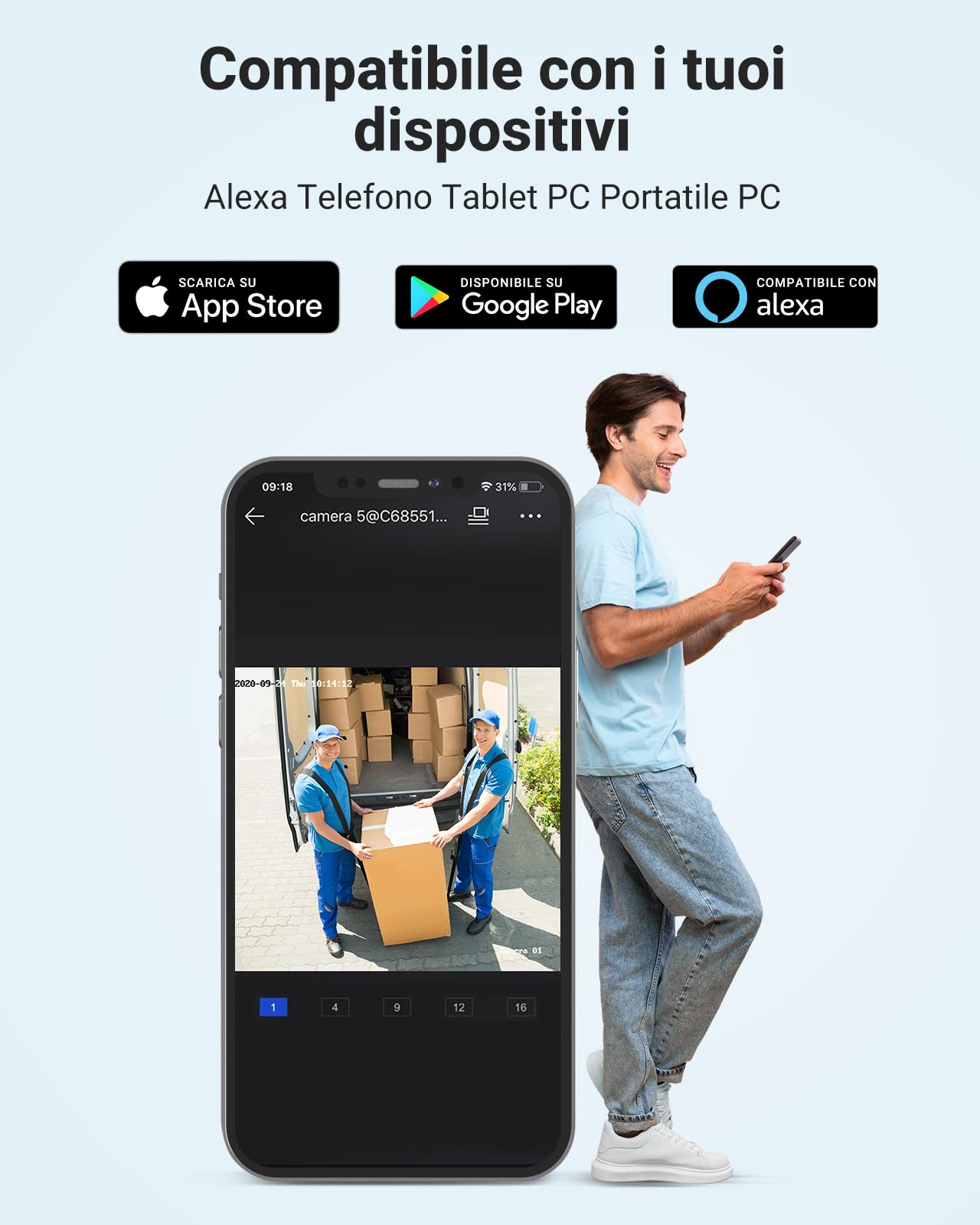 ANNKE 5 in 1 Sistema di videosorveglianza 8CH 4K H.265+ DVR per CVI/CVBS/AHD/TVI, 8MP Videoregistratore con Rilevamento di Persona/Veicolo, Avviso e-mail con Istantanee, Senza Disco Rigido