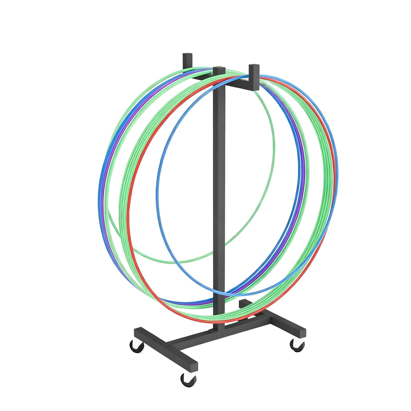 Supporto per Hula Hoop Carrello mobile per hula hoop, supporto portaoggetti in ferro battuto per studi yoga e ambienti domestici, organizer salvaspazio per hula hoop