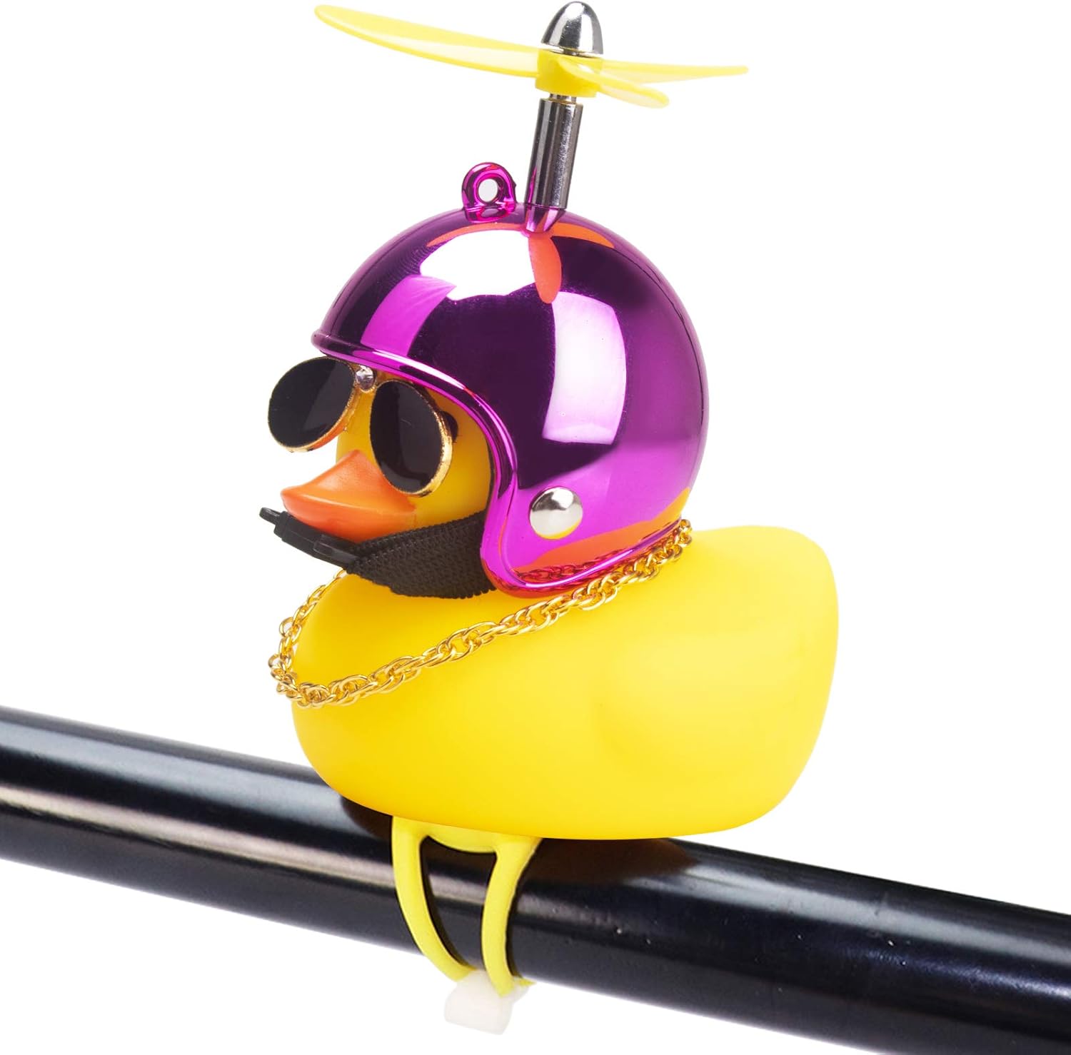 wonuu Rubber Duck Toy Car Ornaments Yellow Duck Car Dashboard Decorations Squeeze Duck Bicycle Horns with Propeller Helmet