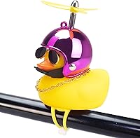 Vista 13 de wonuu Adornos de pato de goma para automóvil, decoración de tablero de instrumentos de pato amarillo, cuernos de bicicleta de pato con casco