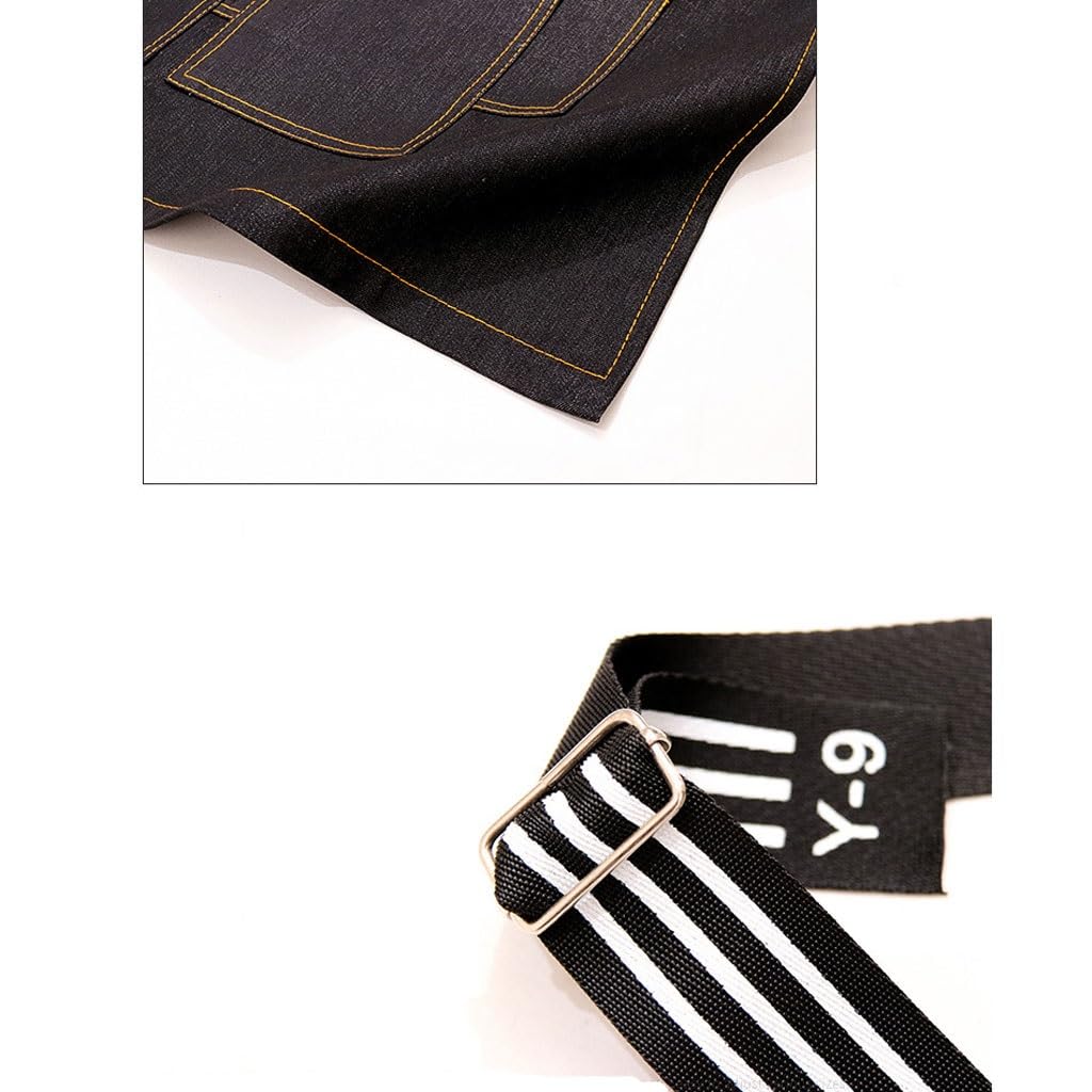 Delantal Delantal de Peluquero Denim for Hombres y Mujeres, Trabajo en Restaurante, Barista, té con Leche, barbería, Monos de Pintura artística Delantal(A)