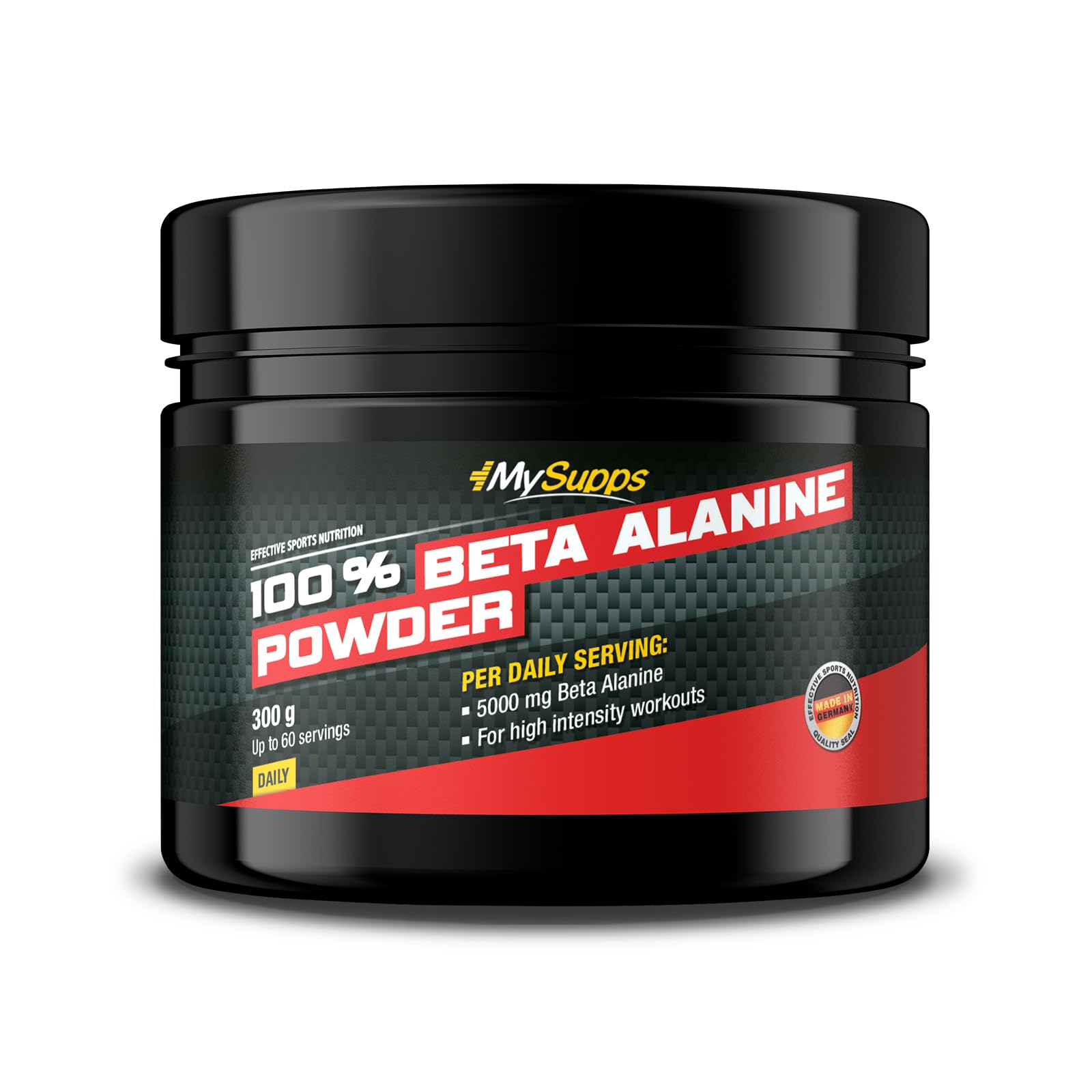 My Supps 100% Beta Alanin Pulver 300g – 5.000 mg pro Portion – Aminosäure 99% Reinheit – vegan, unaromatisiert & gut löslich – mit Vitamin B6 – laborgeprüft – für Pre- & Post-Workout