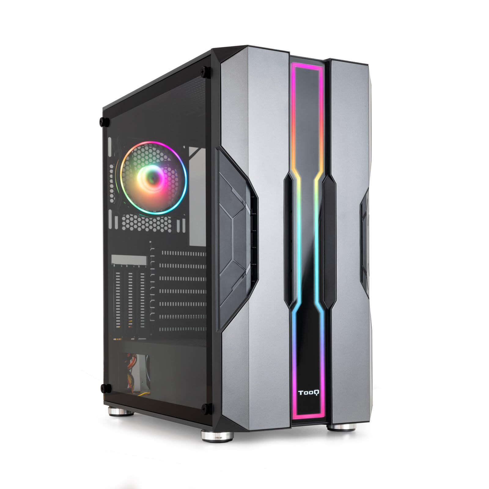 TOOQ TQGCC103-B - “NIGHTCITY” Caja Semitorre Gaming EATX/ATX/Micro-ATX/Mini-ITX, Cristal Templado, Panel Frontal con LED ARGB, Color Negro