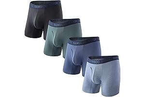 Men's Ultra Soft Breathable Bamboo Cool Underwear For Men 4 Pack Boxer Briefs with Fly