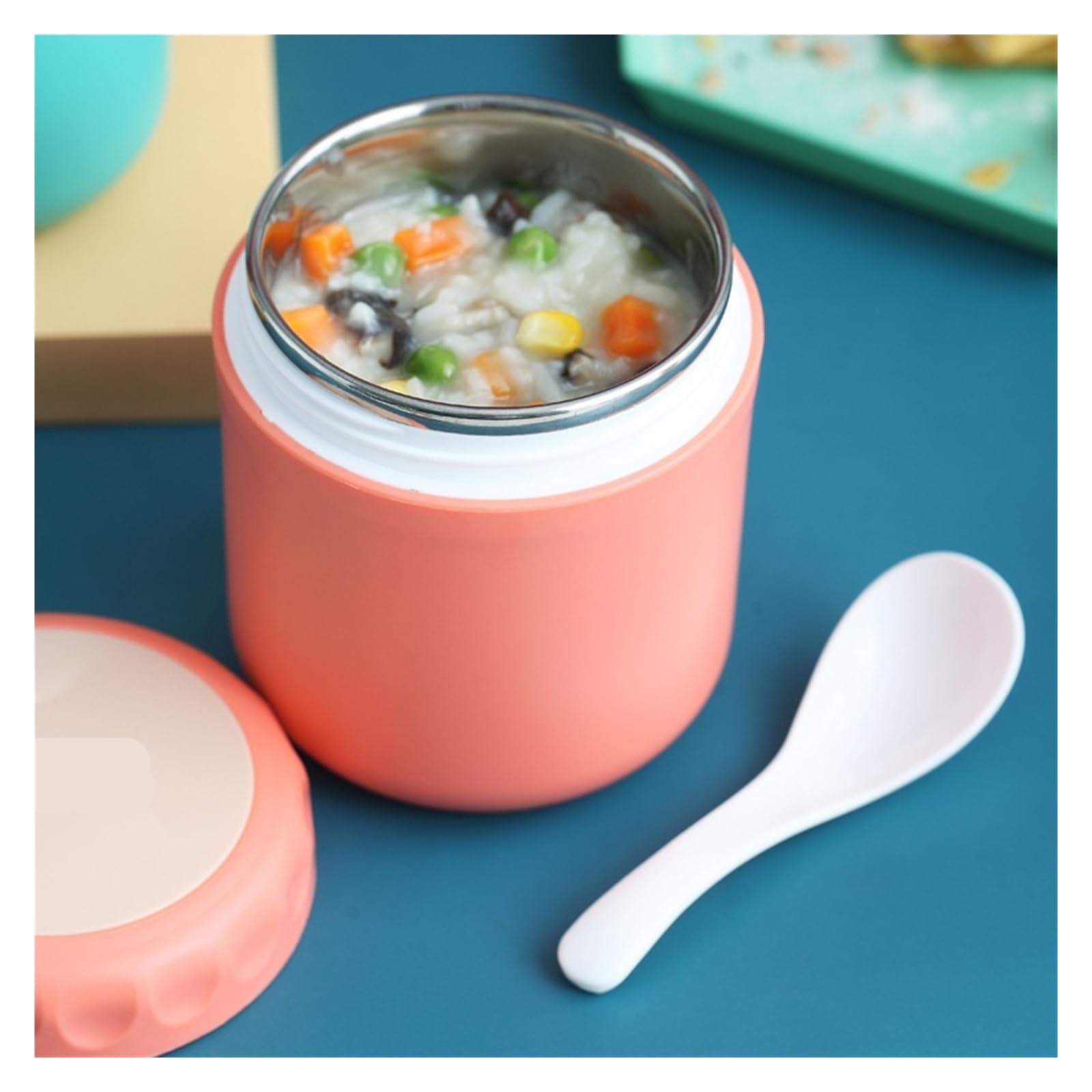Générique Pot thermique for aliments isolés, tasse à soupe, conteneurs sous vide, boîte déjeuner en acier inoxydable, maintien au chaud for l'école(Blue)