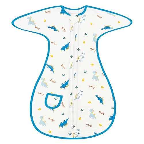 ZIGJOY Saco de transición para bebé, con cierre de 2 vías, 100% algodón, para dormir mejor, 1.0 TOG, dinosaurio, 0-3 meses