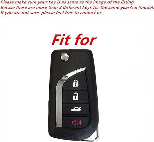 Miniatura 3 de Cuero 4 Botones Flip Remote Key Fob Case Cover Chain para Toyota Camry RAV4 Highlander Corolla