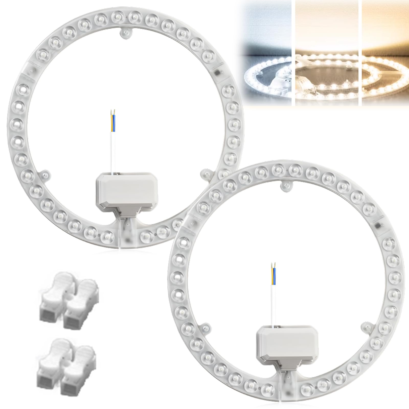 Kit di conversione LED da 36 W con modulo ad anello Lampada ad anello Ø23 cm bianca Scheda di conversione 6500K per plafoniere da 2 moduli da soffitto