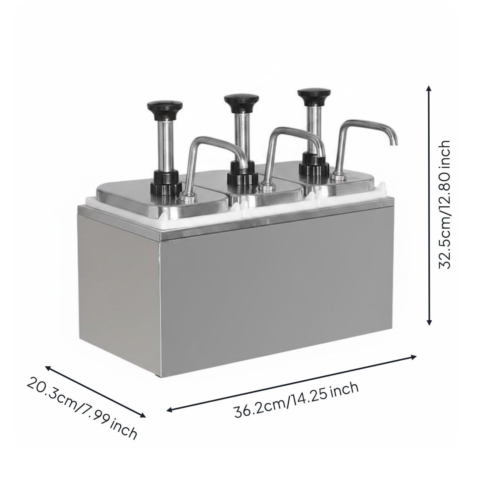 Pompa Dosatrice 10cc Facile da Premere Attrezzatura Ristorazione Plastica Resistente per Bar, Pompa Per Salsa In Acciaio Inossidabile A Tre Teste Da 2L Con Scatola