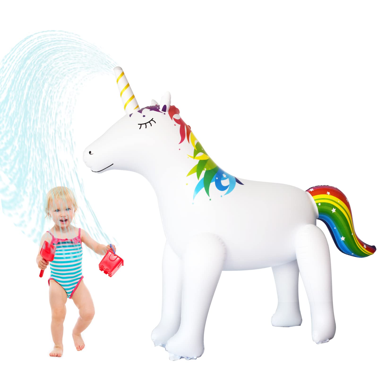 Photo 1 of JIANYHW 63” Inflatable Unicorn Yard Sprinkler, Inflatable Water Toy