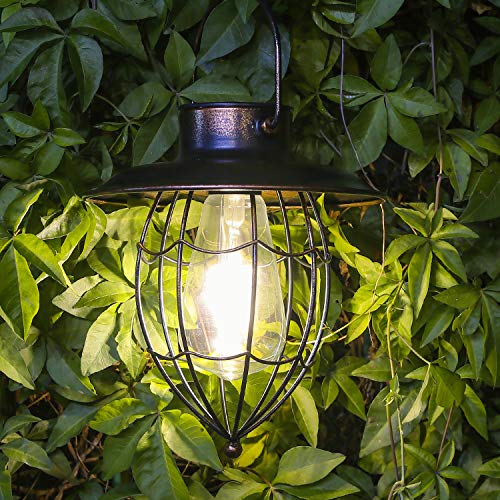pearlstar Hanging Solar Lantern Outdoor Vintage Garden Solar Light Retro Solar Lamp for Garden Yard Patio Pathway Tree Decoration, Solar Powered Waterproof Landscape Lighting (Copper)