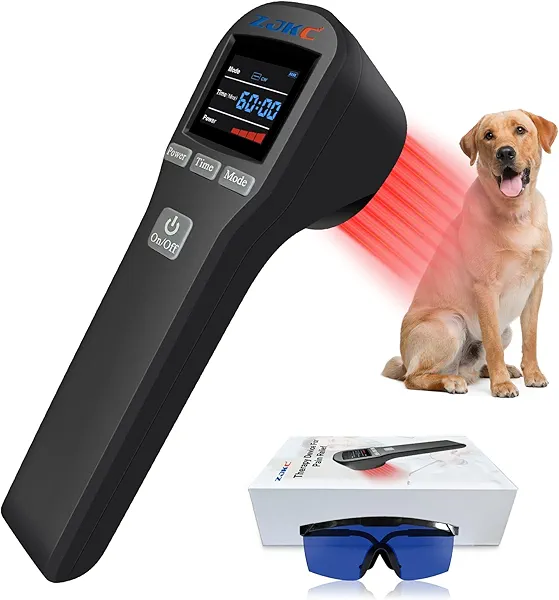 ZJKC Cold Laser Therapy Device for Muscle & Joint, 4x808nm+16x650nm, Pain Relief, Accelerate Healing, Home Light Therapy for Dogs, Cats, Horses and Animals(Black)