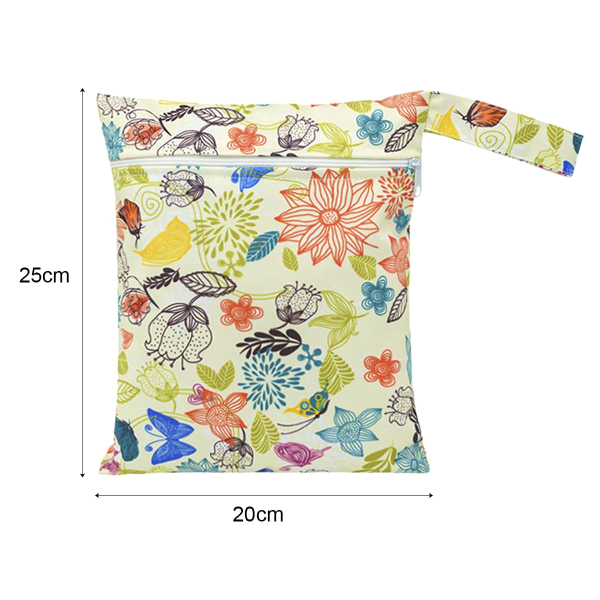 Lotsdonxia Portable Waterproof Wet Bag Reusable Zippered Lightweight Durable On-The-Go Storage Pouch for Nappies Wet Clothes Swimwear Travel (Flower Pattern) - Image 2