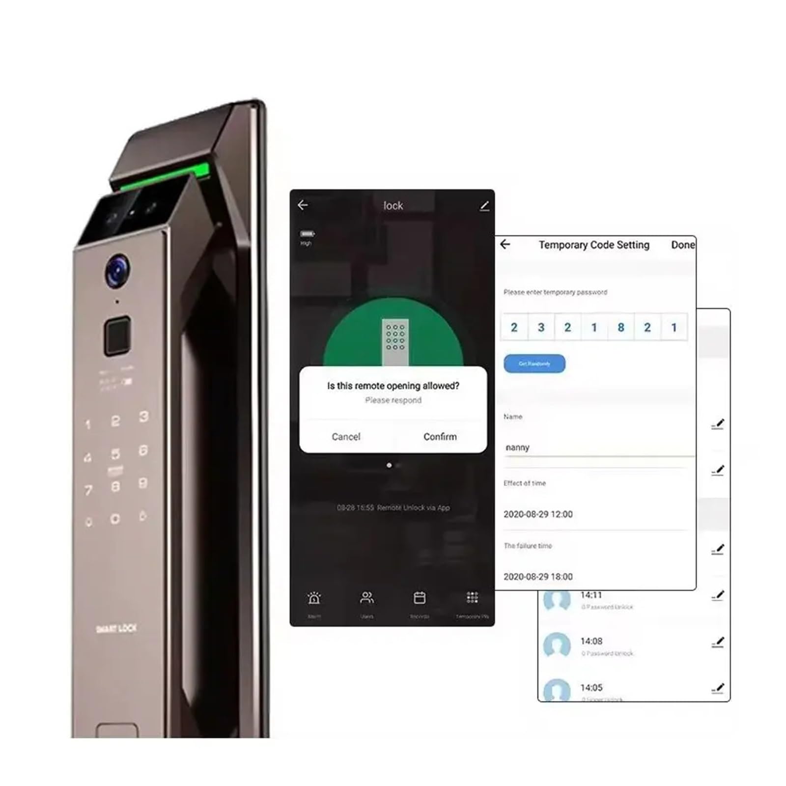 Serrure de porte intelligente avec reconnaissance faciale 3D, empreinte digitale, mot de passe, caméra WiFi, carte RFID, sécurité d'entrée sans clé pour la maison