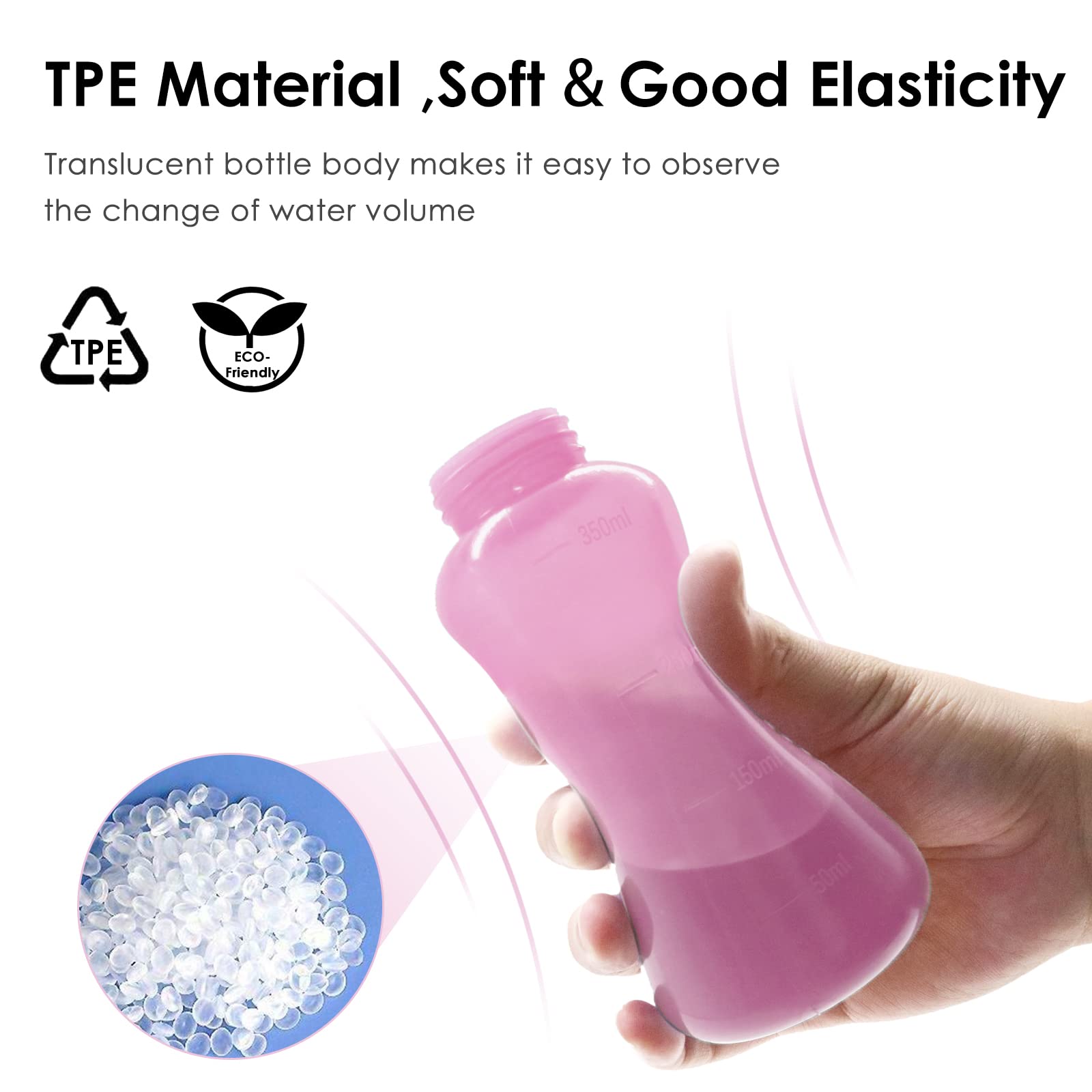 RUFCRIL Mini Peri Bottle, 350ml Portable Travel Bidet with Extra Ring and Carry Bag, TPE Material for High Temperature Resistance, Essentials for Postpartum Perineal Care,Hemorrhoid Treatment, Pink