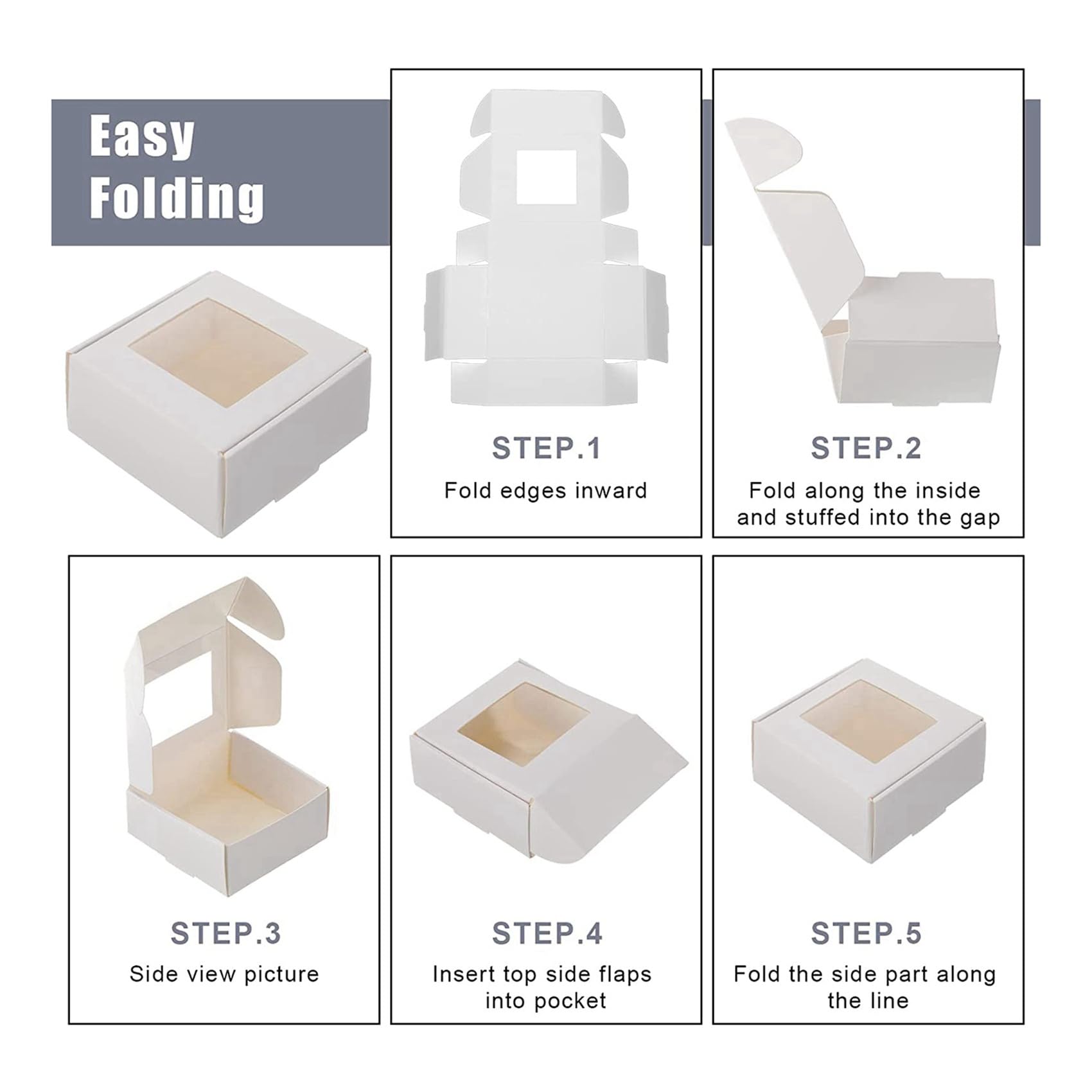 200 StüCk Kraftpapier Box Verpackung mit, Geschenk Verpackung, Leckerli Box für Hausgemachte Seife, Leckereien, Backwaren, SüßIgkeiten ()