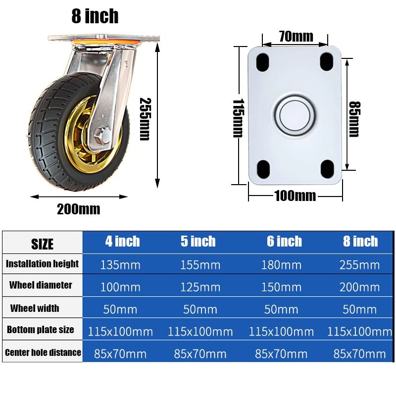 デュアルアクシスステアリングとブレーキ付きヘビーデューティー工業用キャスターホイール、耐摩耗性で静かなカート移動