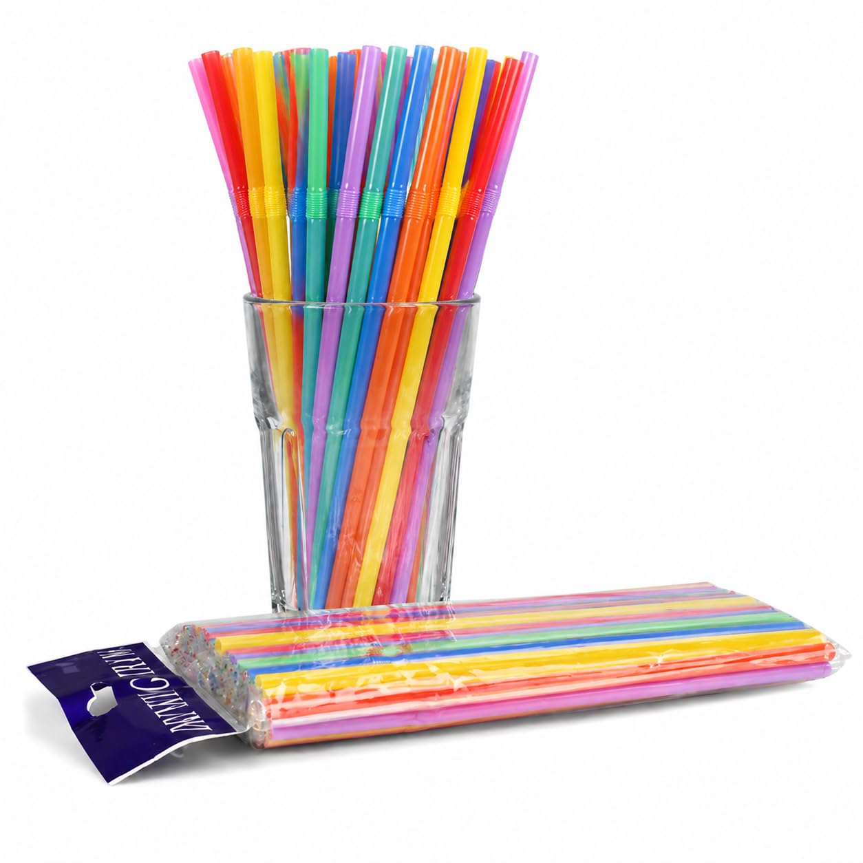 Sugarcane Drinking Straws 50 Pack, Flexible Plant-Based Bendy Straws, Eco Friendly Straws for Smoothies Milkshakes Juice, Parties Kids Travel Home Events(Mixed Colors)