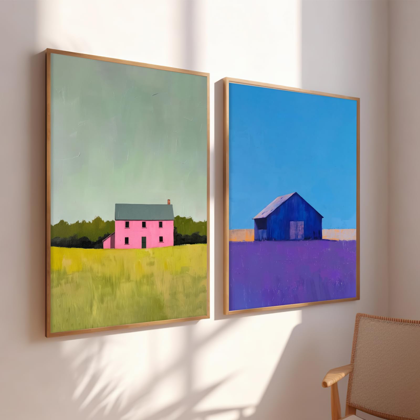 ZHGYGBN Retro Wall Art Gothic Home Decor Wall Art Victorian Painting Vintage Castle Oil Painting Vampire Castle Art for Home Living Room Bedroom Wall Decor (UnFramed, 12 X 16 Inch) Dark Academia Art: Coloured house 16X24inchx2pcs