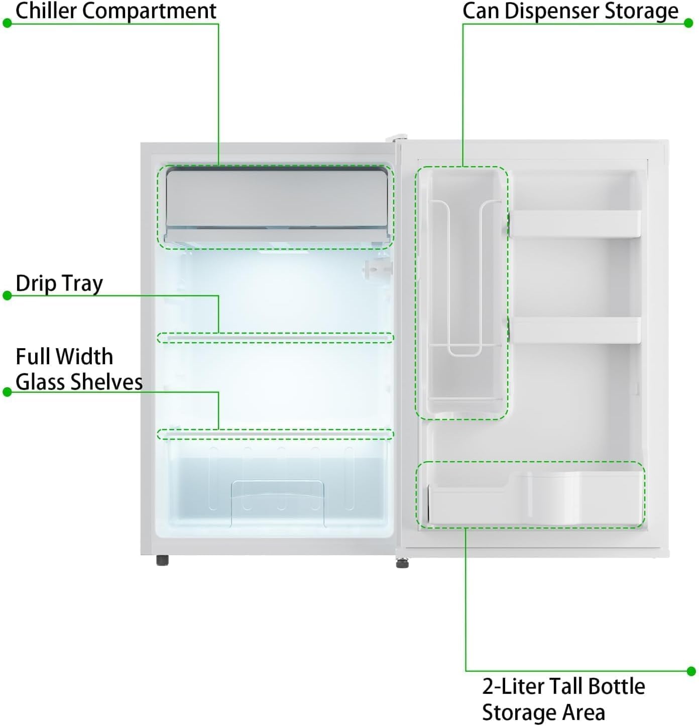 Amenitlif 4.3 Cu. Ft Mini Fridge - 122l Energy Efficient Compact Refrigerator, 0.73 kWh/24h, 40db Ultra-Quiet Operation, Perfect For Bedroom, Office, Apartment, Dorm, Or Kitchen on Fridge.com - View 2