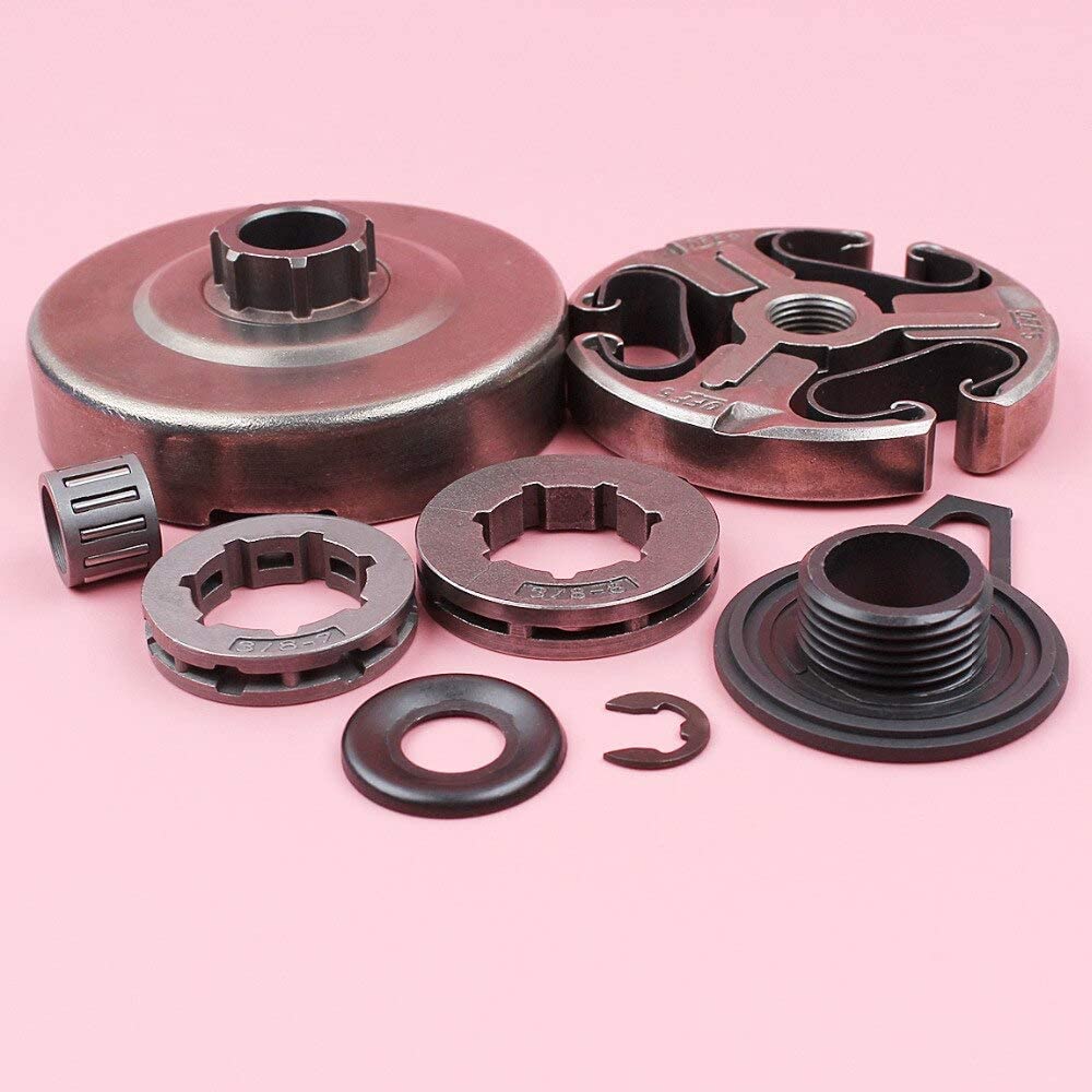 Conjunto de tambor de embrague apto para Husqvarna 365 362 371 372 motosierra pieza de repuesto piñón llanta engranaje gusano arandela clip kit cojinete de aguja motosierra embrague tambor