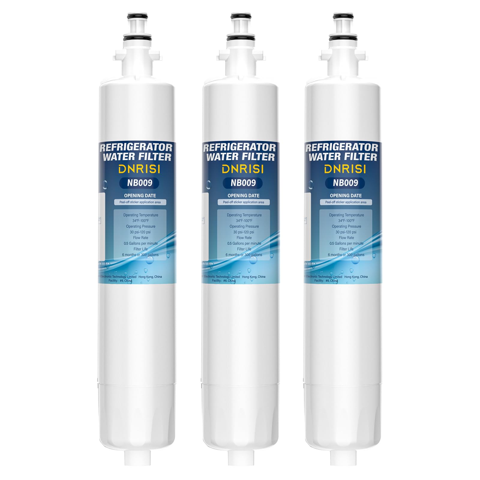 DNRISI RWF1063 Replacement Refrigerator Water Filter (3-Pack)