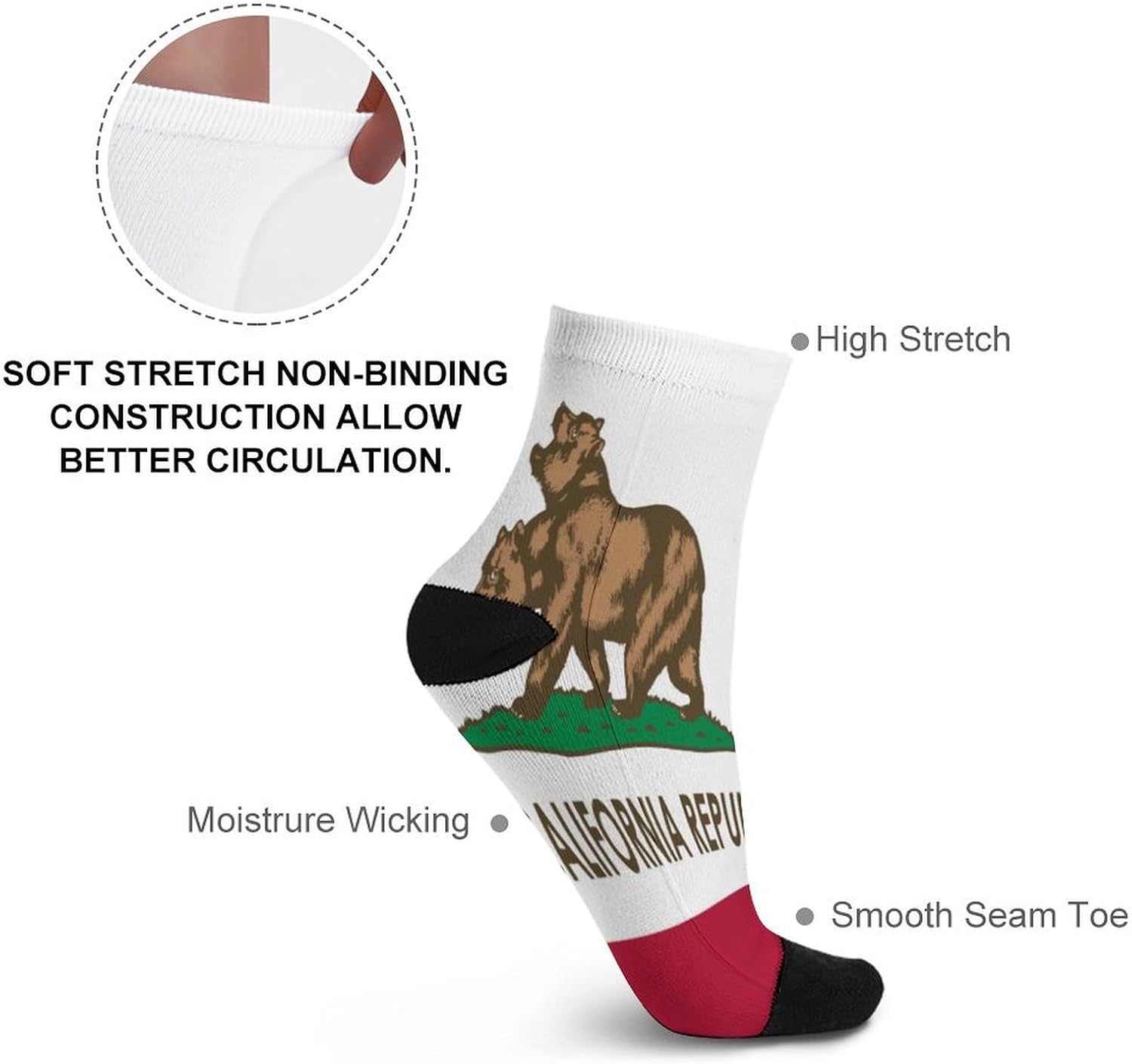Flag of New California Republic Knee High Socks Athletic Long Stockings Sport Casual Crew Tube Sock Boot