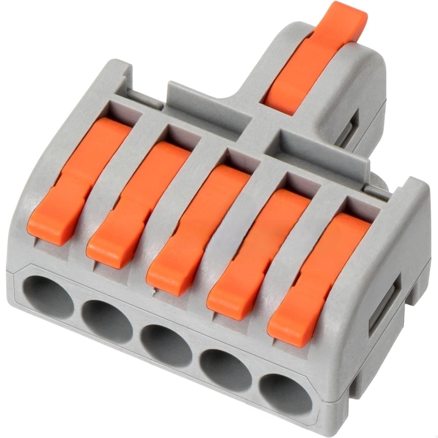 POWER CONNECT 1 in 5 Out Quick Wire Connector, Speed Wire Releasable Electrical Connector, Secure & Removable, Effortless (Set of 5) Orange-image-39