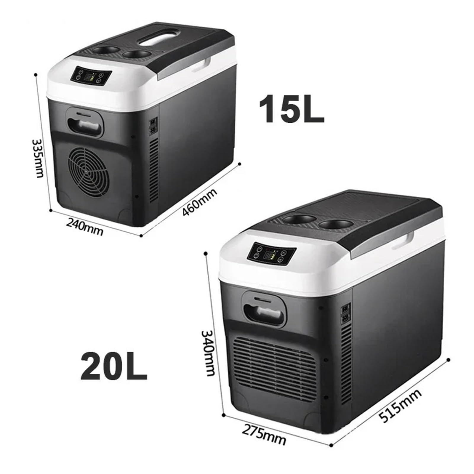 Refrigerador automático de 15 y 20 litros, Ideal for el Coche y el hogar, Ideal for Verano, Camping, picnics, con Pantalla Digital. Mini refrigerador for Coche.(Brown 15L-US-110V)