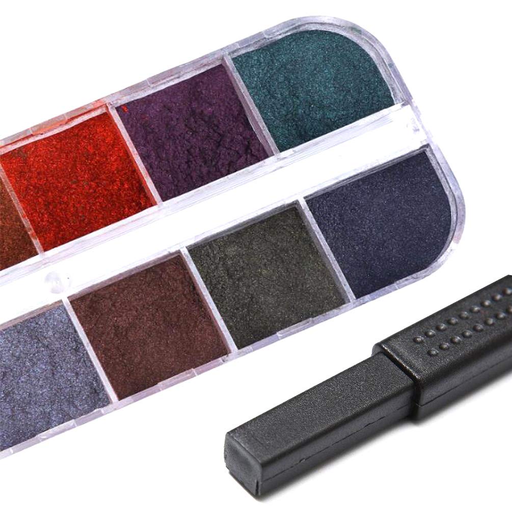 Polvo de uñas de ojo de gato, 12 rejillas, imán de uñas, pigmento, polvo de inmersión, espejo, purpurina para esmalte de gel UV, herramienta de manicura de cielo estrellado 6