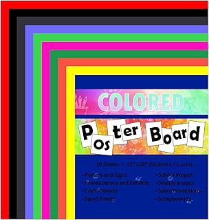 Neon Poster Board 30 Sheets-22x28-Inch Double-Sided Color Cardstock Pape...