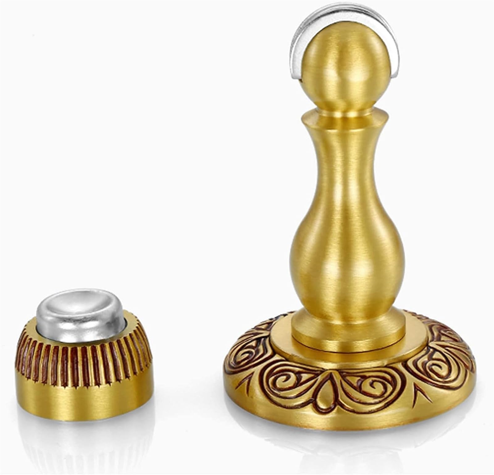 Fermaporta, fermaporta magnetico in ottone con viti montate a pavimento o montate a parete for prevenire danni a pareti e porte, oro